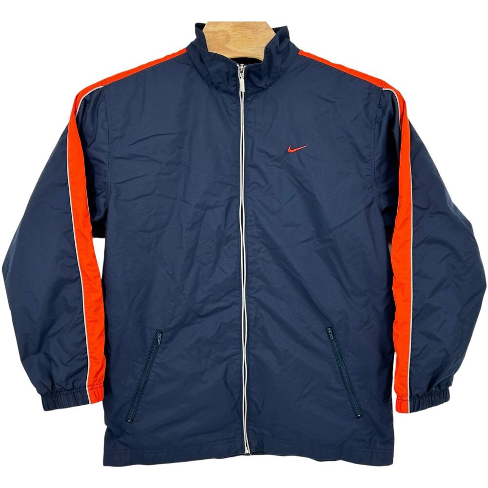 Vintage y2k men's L Nike mini swoosh block letter lined nylon windbreaker jacket